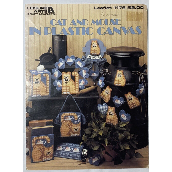 Vtg Cross Stitch Patterns Leisure Arts Charted Siamese Cat Mouse Craft Hobby - Picture 6 of 8